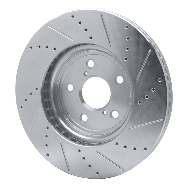Lexus LS430 Brake Rotor (1) - Front Left - R1 Concepts - Drilled & Slotted - Silver - `01-`06